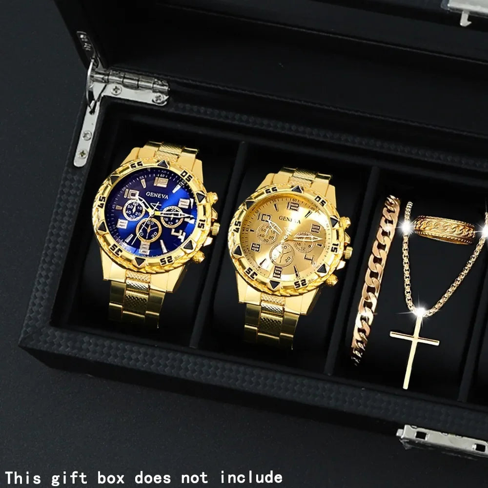 2026 Blue light glass men's watch steel strap quartz watch three eye business casual watch Qme
