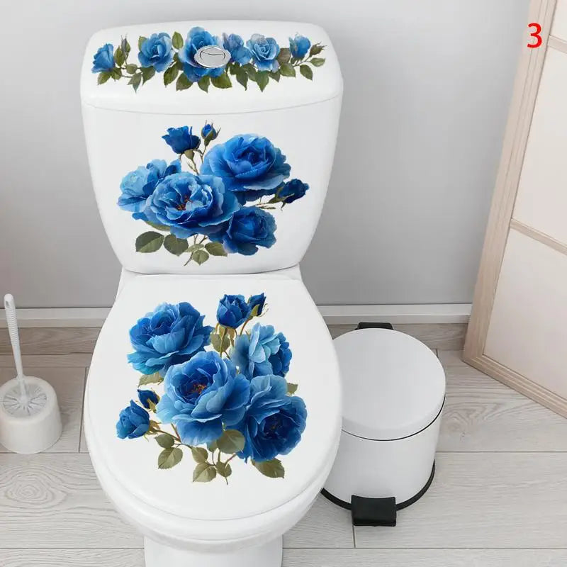 Waterproof Sticker Toilet Cover Bathroom Wall Flower Butterfly Qme 3