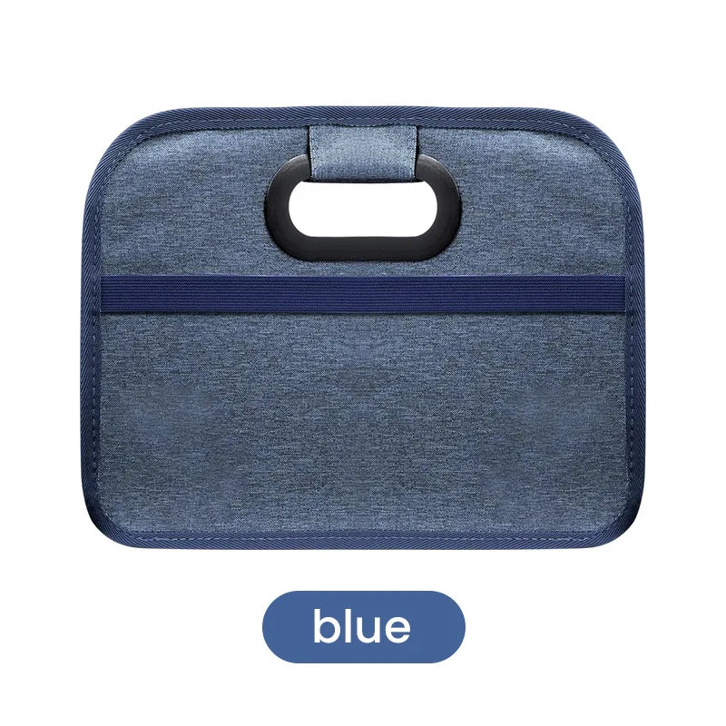 Oxford Fabric Foldable Car Trunk Cargo Bin Collapsible Vehicle Storage Box for SUV Sedan, Space Saving Organizer Qme Blue