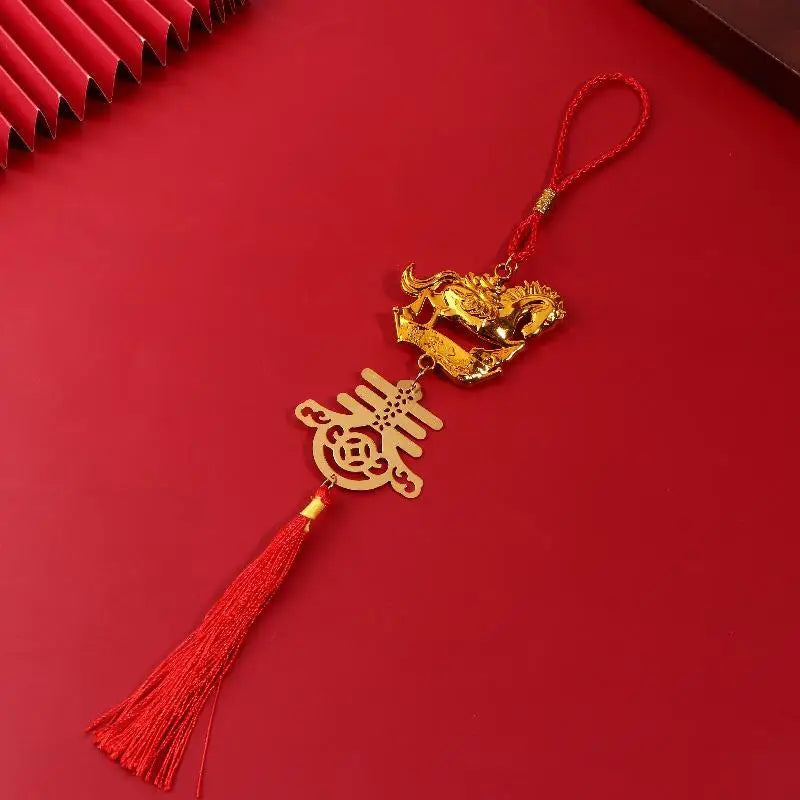 2026 Year Of The Horse Golden Plastic Zodiac Horse Pendant Lucky Spring Festival Home Car Hanging Ornaments New Year Gifts Qme style 12