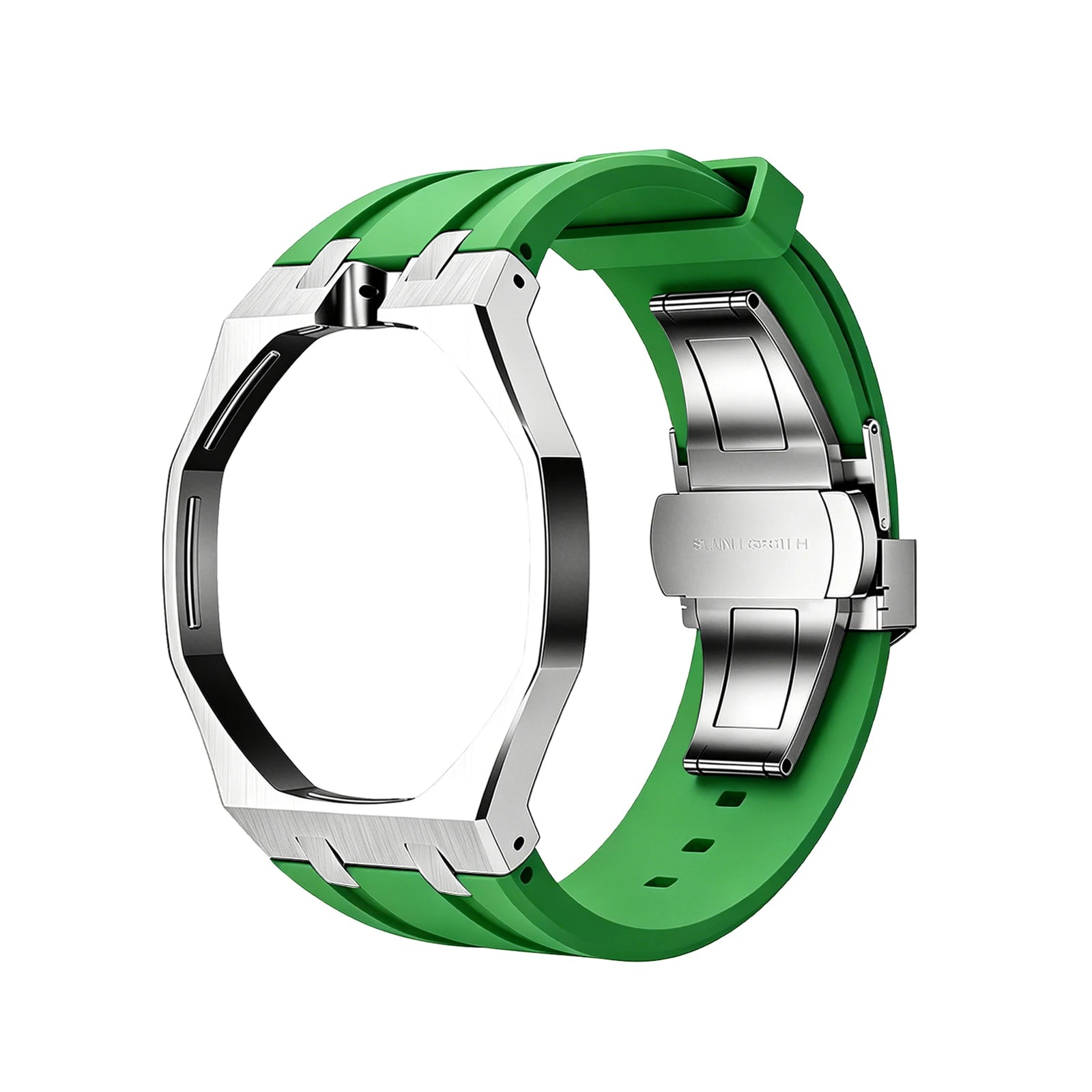 For Swatch X Royal Pop Silicone Sport Replacement Band Quick Release Scratch Proof Strap Set for Sport Activities Daily Commute Qme Silver Green 12