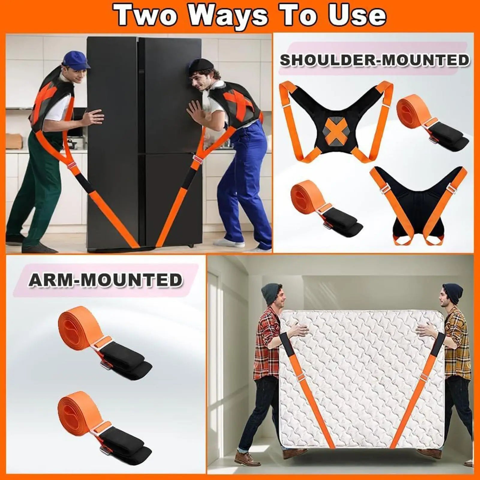 Lifting Straps Moving 2 Pieces Reusable Adjustable Sofa Moving Aid 2-Person Couch Lifting Harness For Furniture Couch Mattress Qme