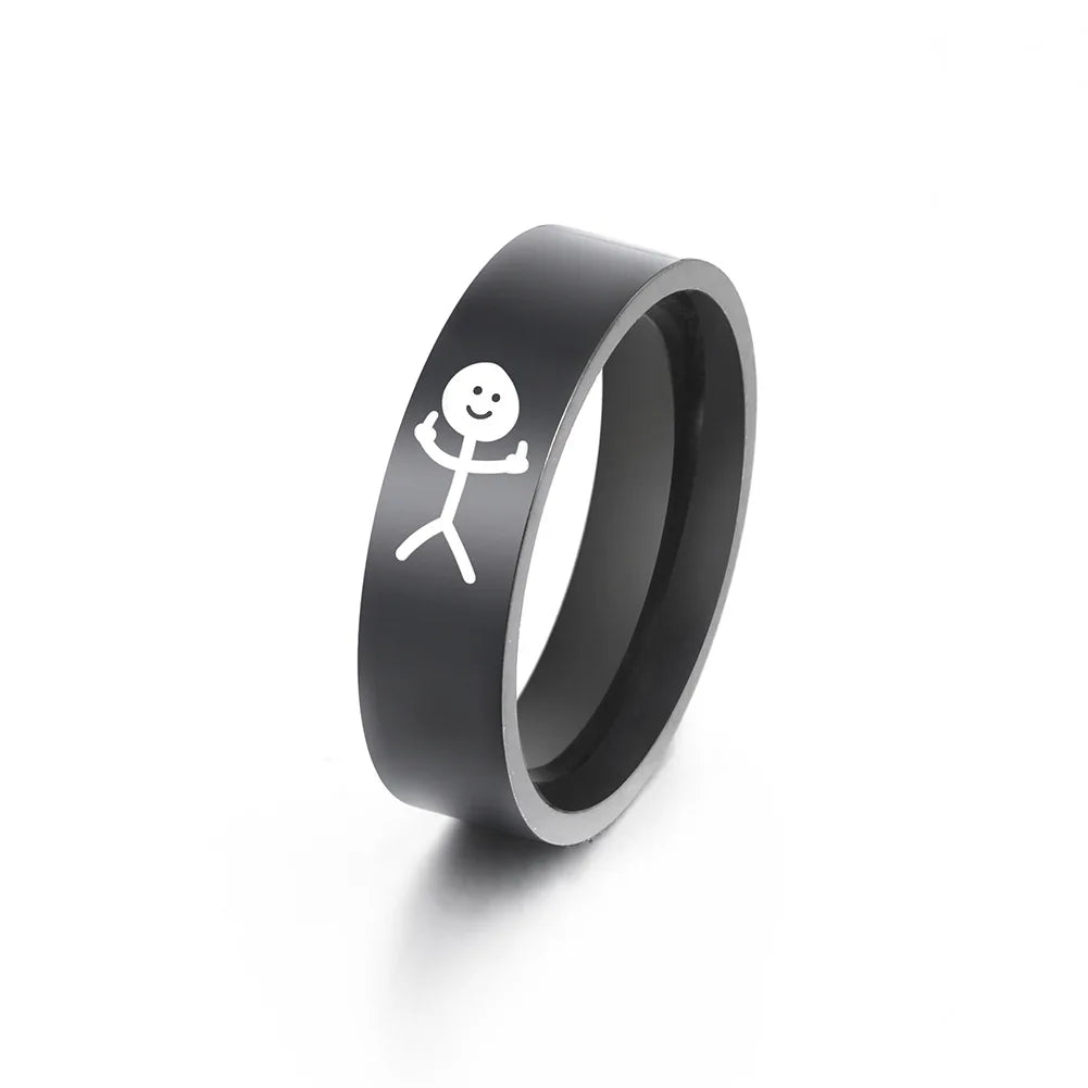 Simple Personality Charm Trend Funny Middle Finger Stickman Ring Hip Hop Doodle Rings for Man Couple Party New Gifts Jewelry Qme hei Size 7