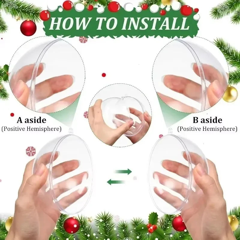 10/1Pc Christmas Transparent Ball Plastic Christmas Trees Open Ball Box Bauble Ornament Wedding Gift Party Home Decoration Qme