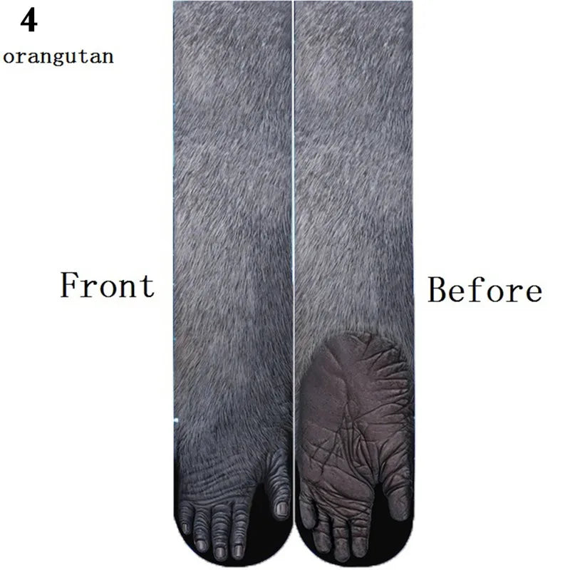 Funny Animal Paw Socks Cat Tiger Leg Toe Men Women Party Outdoor Qme style4 One Size