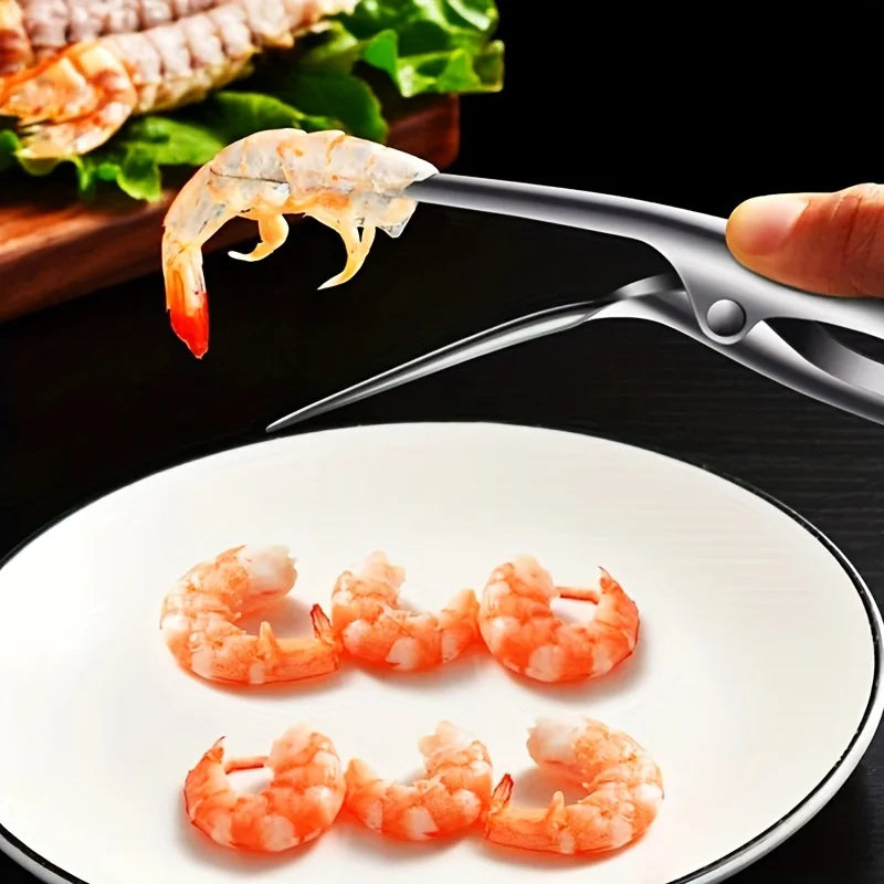Stainless Steel Shrimp Peeler Tool Quick Prawn Shell Remover Labor-saving Seafood Shelling Tweezers Kitchen Gadget For Shrimp Qme