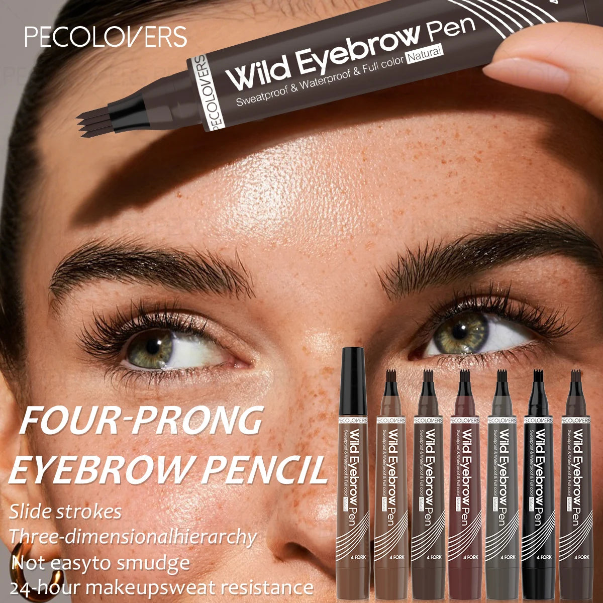 Multi-color Four-pronged Eyebrow Pencil, Liquid Eyebrow Pencil, Defined Eyebrows, Waterproof and Sweatproof, Eyebrow Cosmetics Qme