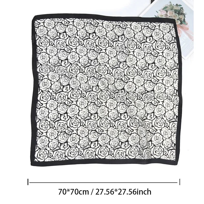 Women Square Scarf Luxury Floral Leopard Print Shawl Hijab Ladies Qme