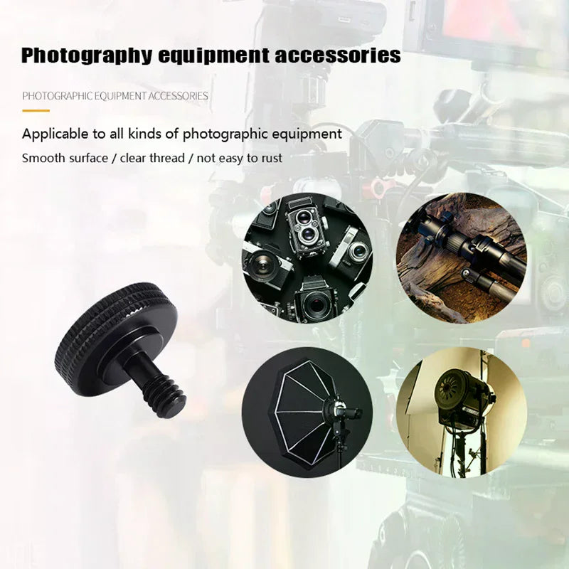 1 4 Dual Nuts Tripod Mount Screw Double Layer Thread Adapter Black Qme