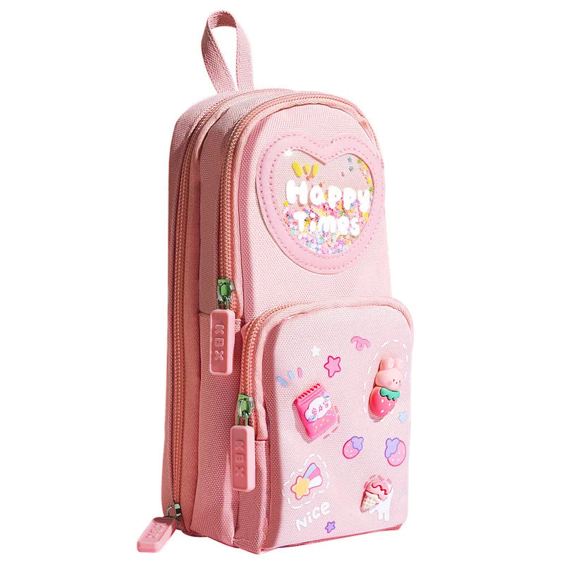 High Appearance Level Large-capacity Schoolbag And Pen Case Primary School Stationery Bag And Box Multi-functional Pen Case Qme Strawberry 1pc