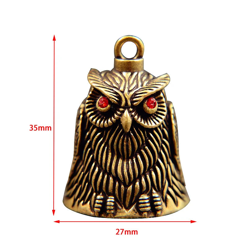 Vintage Owl Bell Keychain Brass Car Key Chain Pendant Small Men Women Qme