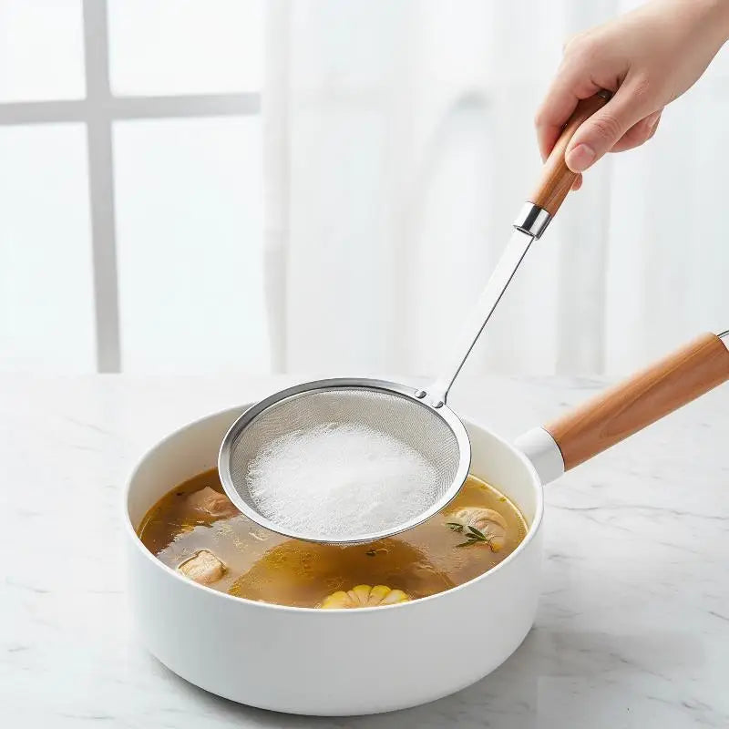 Fine Mesh Strainer Stainless Steel Metal Flat Colander Cooking Qme