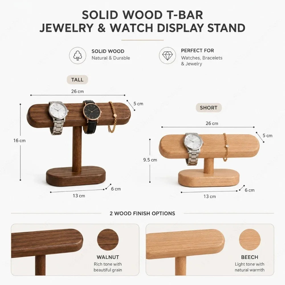 Multi Hanging Beech Walnut Wood Rack Watch Jewelry Holder For Necklaces Anklets Counter Storage Shop Exhibition Organizer Qme