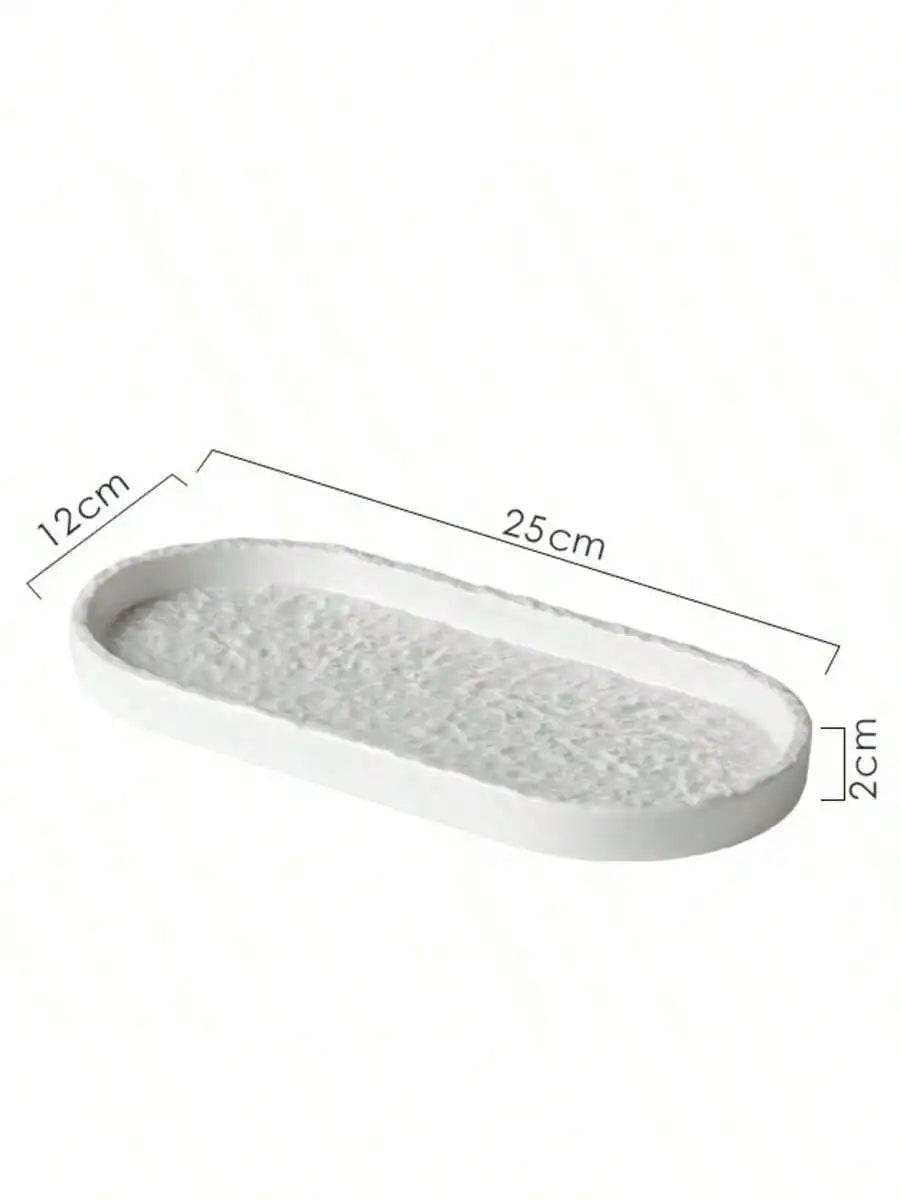 1 Bathroom Stone Tray Rack Bathtub Ceramic Jewelry Storage Washbasin Qme S white