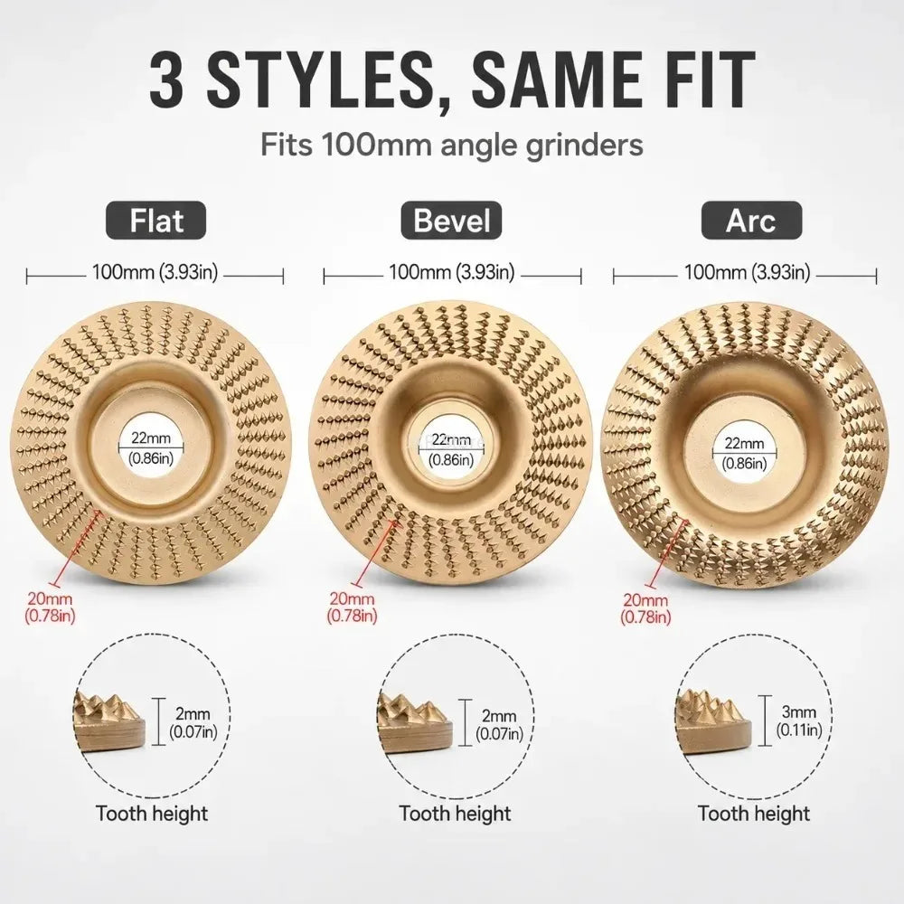 Wood Shaping Grinding Disc For Angle Grinder Arc Bevel Carving Wheel Polishing Tool Woodworking DIY Craft Repair Accessory Qme