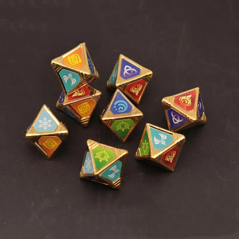 Funny’s Board Game Entity Prop Cosplay Genshin Impact Eye of God Genius Invokation TCG Eight Sided Element Dice Festival Gift Qme