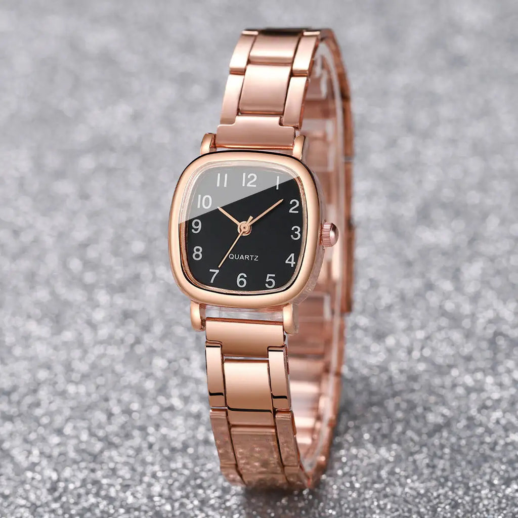 2PCS/Set Fashion Square Women Watches Simple Arabic Dial Quartz Wristwatch for Women Clock Reloj Mujer（Without Box） Qme