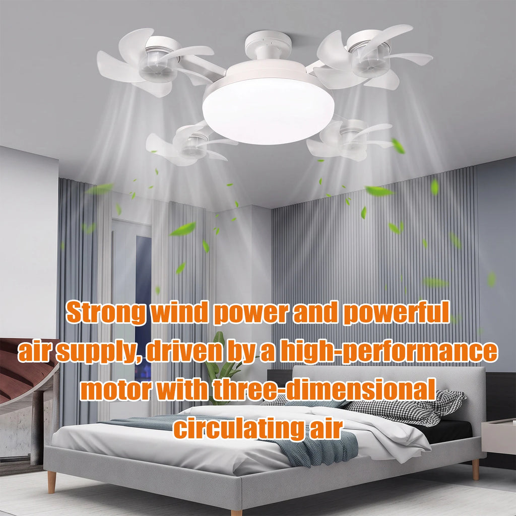 Smart E27 Ceiling Fan Light Remote Dimming Silent LED Drone Ceiling Lamp Home Decor Bedroom Dining Living Room Study Fan Lamp ﻿ Qme