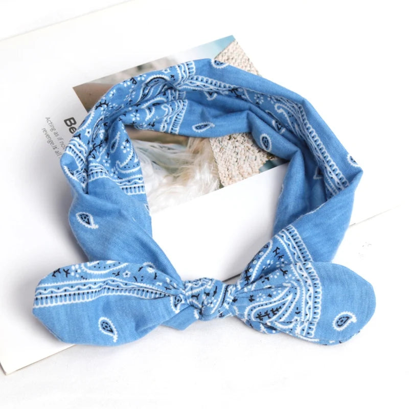 Women Elastic Soft Headbands Vintage Hairbands Workout Yoga Headband Girls Makeup Band for Face Washing Hair Bands Accessories Qme SKY BLUE