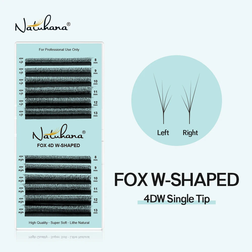 NATUHANA Fox 4D W Shape Eyelashes Extensions Matte Black Natural Qme
