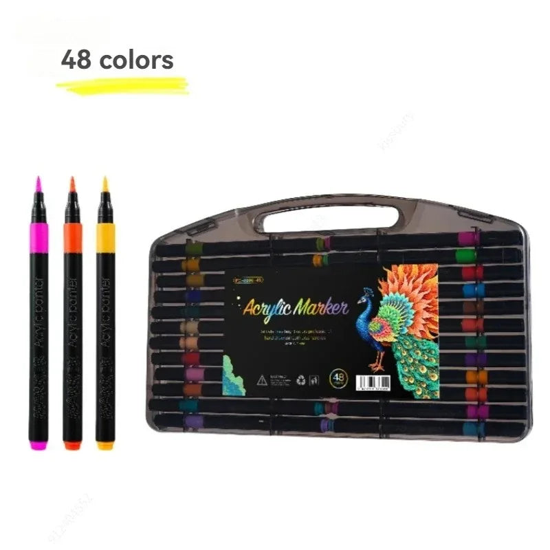 12/24/36/48/60/80 Colors Acrylic Marker Pen Set Waterproof And Quick Dry Paper Stackable Pens For Children And Students Qme 48 colors