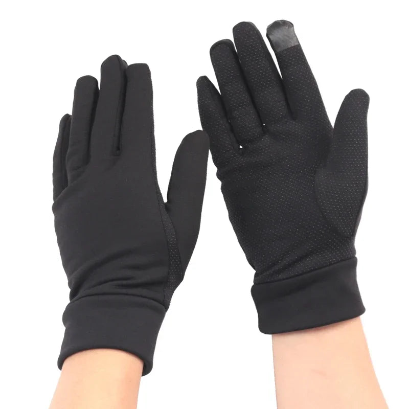 Women Men Elastic Gloves Driving Cycling Winter Outdoor Sports Qme black One Size