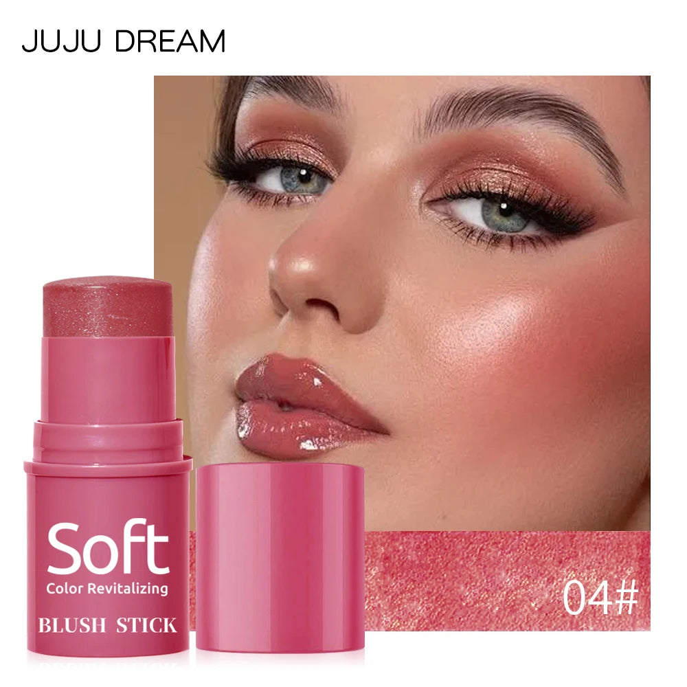 3 In 1 Multifunctional Blush Stick, Natural Matte Nude Makeup Brightening Skin Tone Makeup Stick, For Daily Face Makeup Qme 04