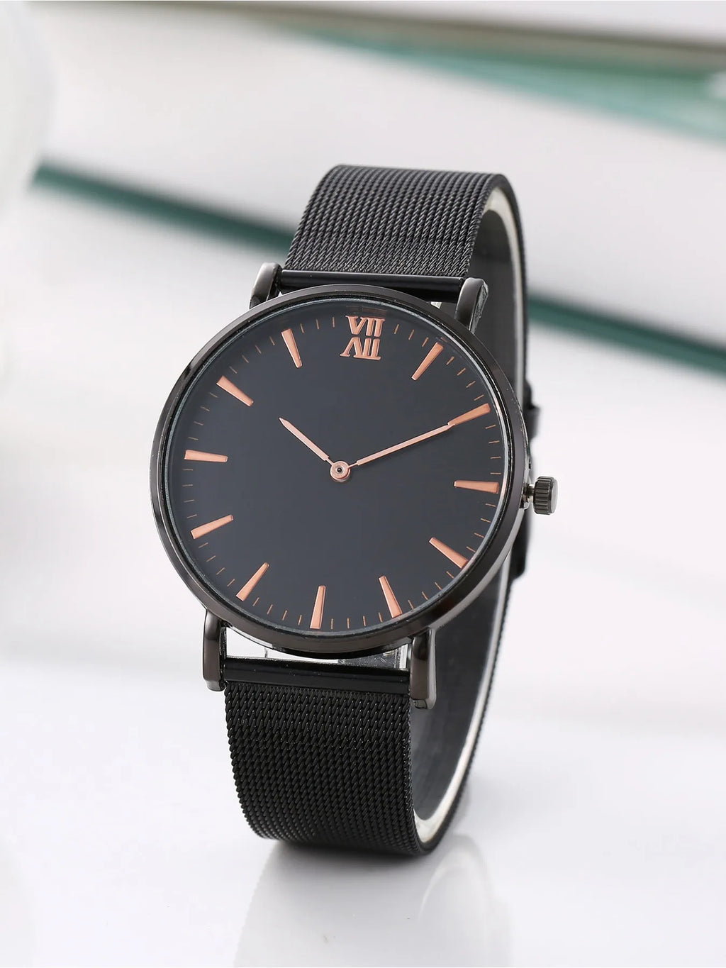 1-piece men's exquisite watch set, men's business high-end quartz men's watch Qme black