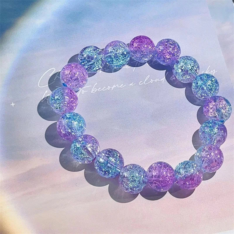 Chinese Imitation Bodhi Plate Playing Bracelet Girl Gradient Glass Bead Bracelet for Unisex Present DIY Jewelry Wholesale Qme blue purpl 10mm