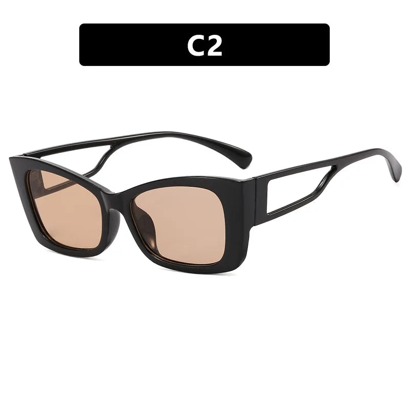 New Cat Eye Women Sunglasses Vintage Brand Designer Fashion Sun Glasses Big Cateye Designer SunGlasses Shades Female Anti-Glare Qme HC