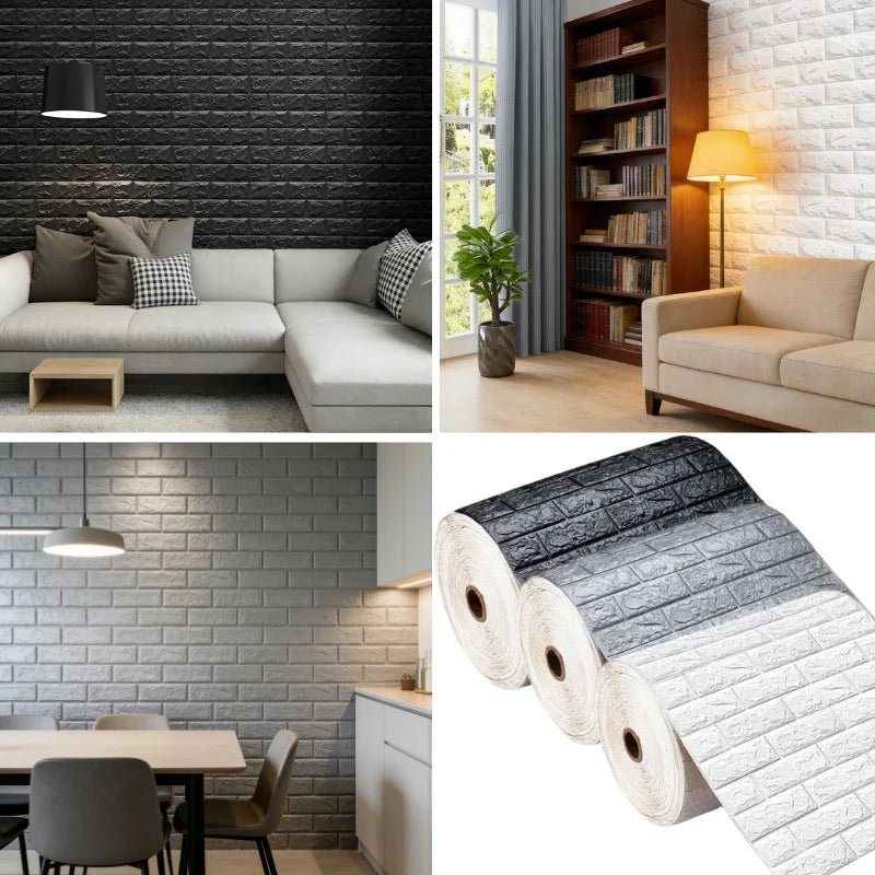 Waterproof 3D Black Wallpaper 70cmx1m Self Adhesive Wall Sticker Qme