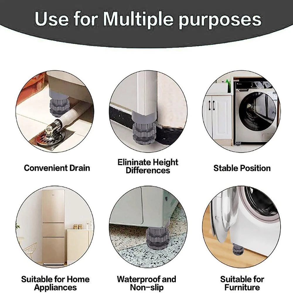 4Pcs Washing Machine Foot Pad Noise Reduction Shock Absorption Heightened Bracket Pad Refrigerator Non-slip Support Dampers Qme