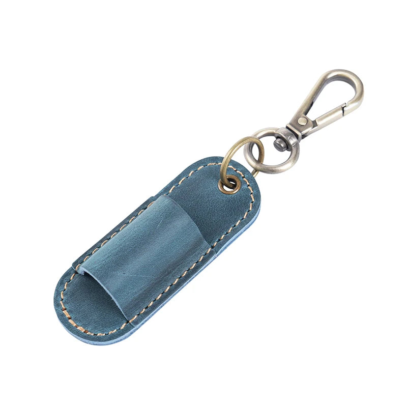 Pen Lanyard Holder Keychain Portable Pencil Protector Clipboard PU Qme Blue
