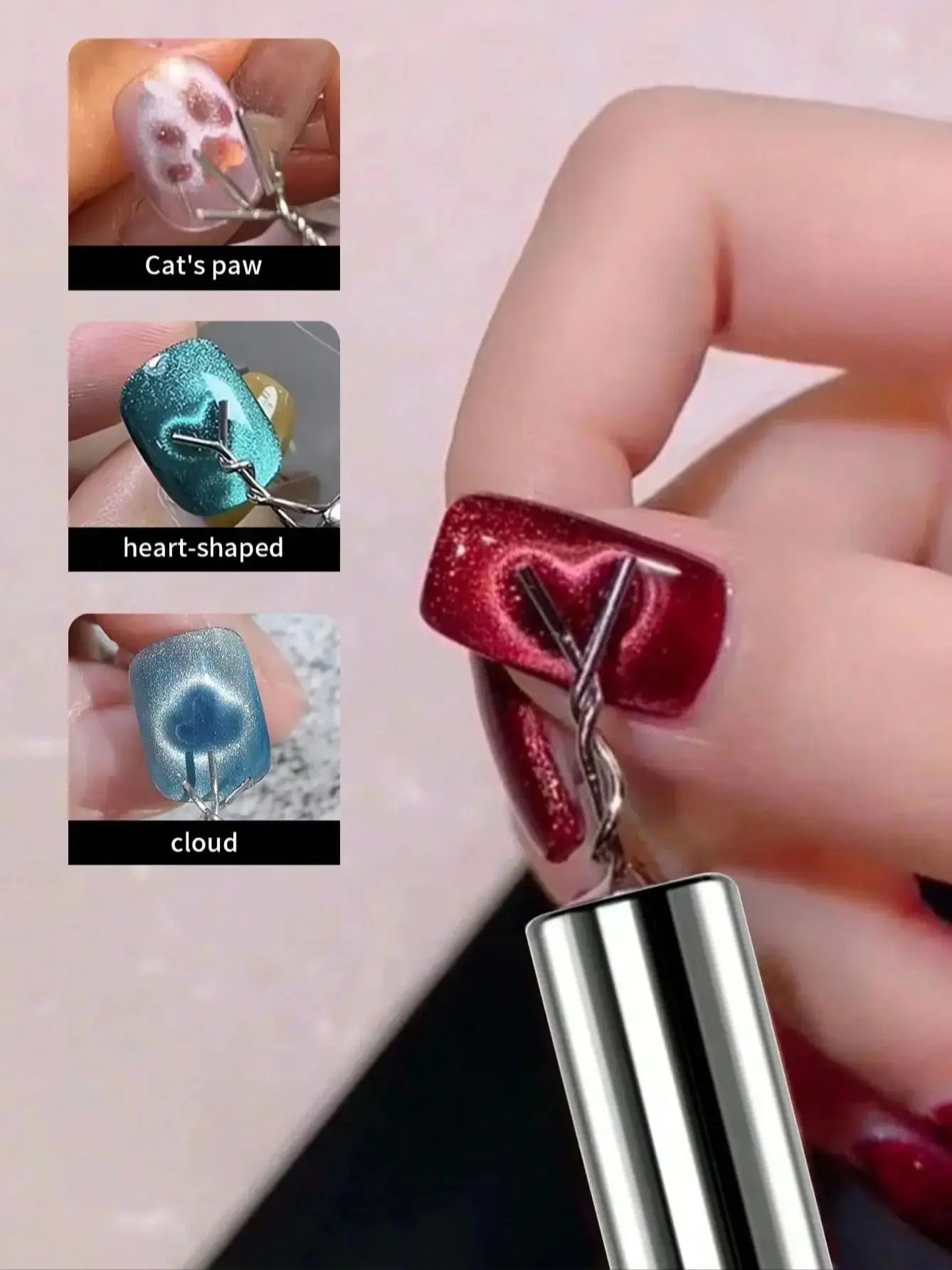Cat Eye Gel Nail Art Magnet Tool Cylindrical Strong Magnetic Pen DIY Qme 1 set