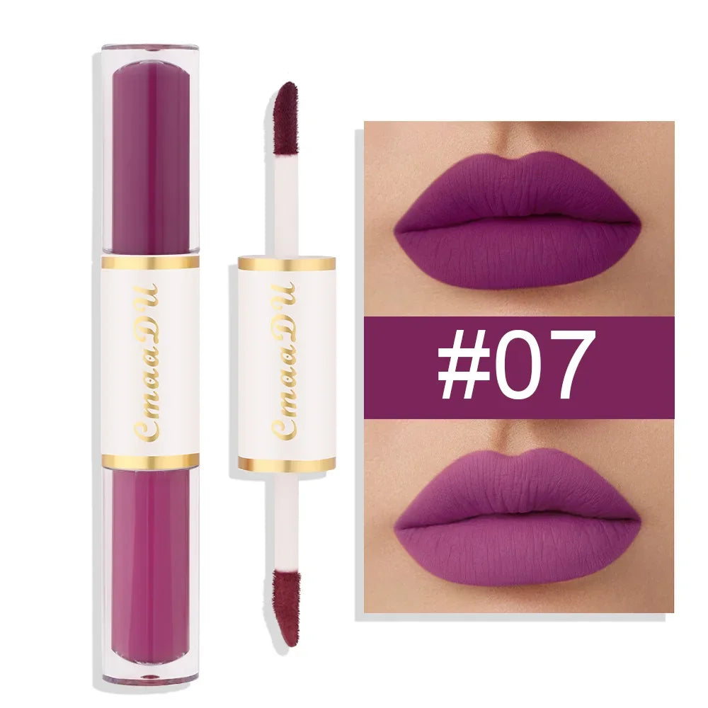 5 In 1 Matte Lipstick Kit Combo Strip Velvet Sexy Red Lip Tint Non-stick Cup Lip Gloss Lip Oil Makeup Lips Cosmetic Set Qme Double-head 07