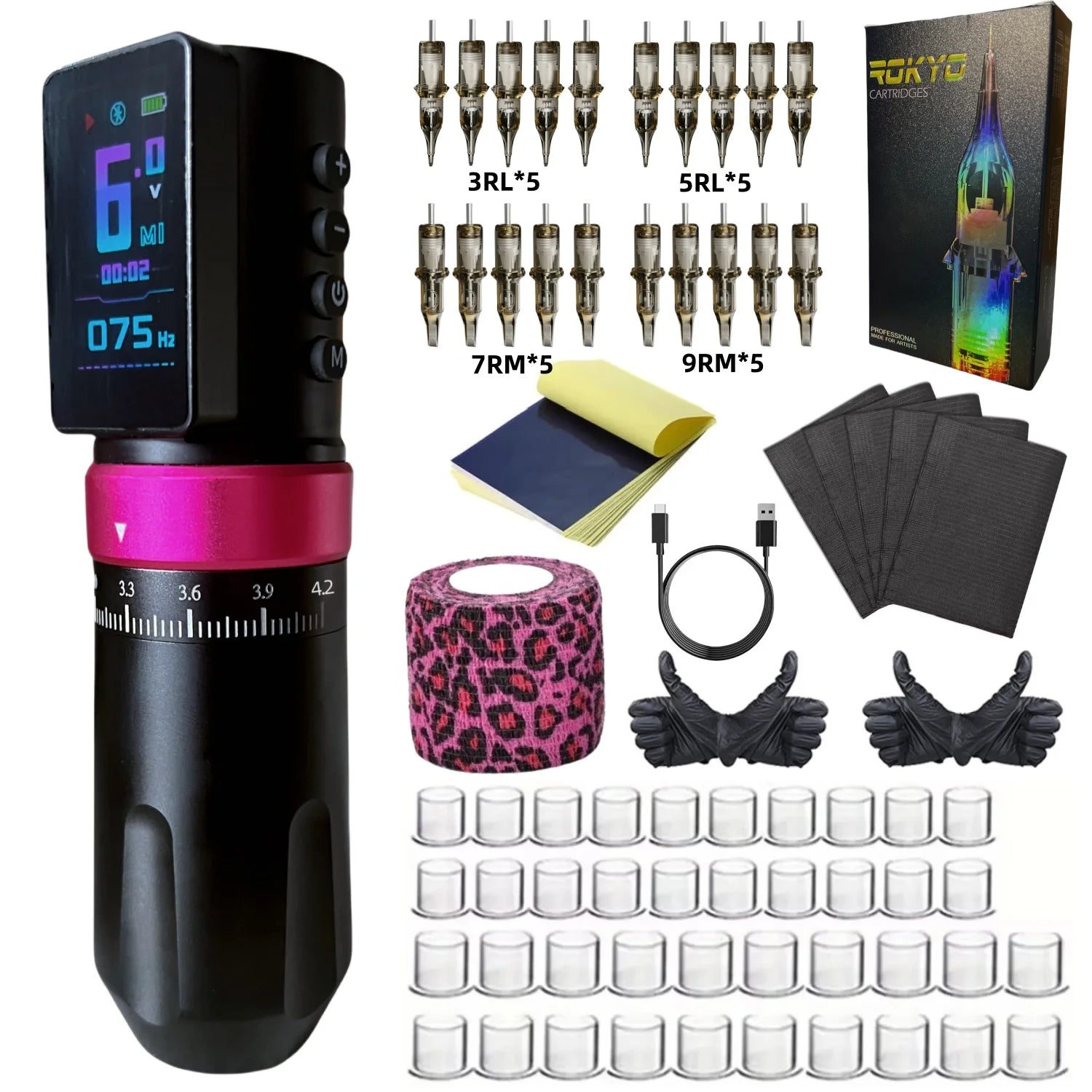CAVARUND TANG Tattoo Kit Tattoo Machine New Cool Tattoo Pen Kit For Permanent Makeup Tattoo Machine Kit Wireless Tattoo Gun Kit Qme Tattoo Kit No Ink