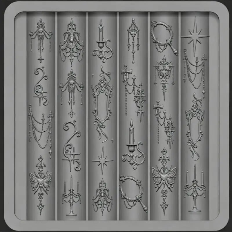 Vintage Baroque Nail Mold Elegant Bow Butterfly Patterns Creative Art Qme