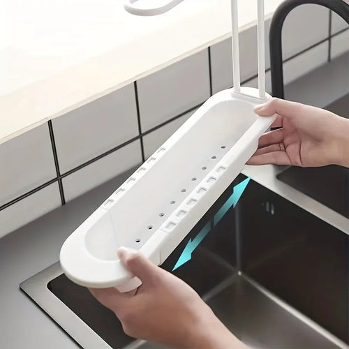 1 Adjustable Kitchen Sink Dish Drainer Basket Qme