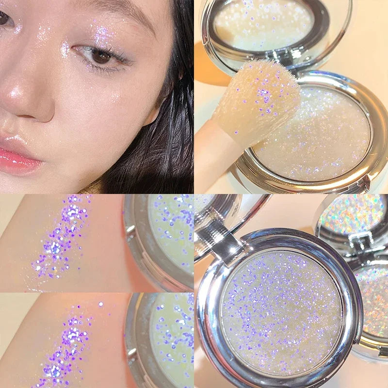 Monochrome Highlighter Palette Polarized Glitter Eye Shadow Powder Makeup Face Body Shimmer Shine High Light Iluminador Cosmetic Qme