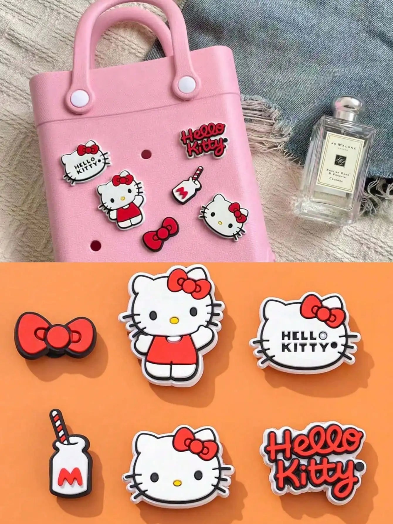 6 Hello Kitty Shoe Decor Cute Hole Shoes KT 3D Accessories Buckle Qme
