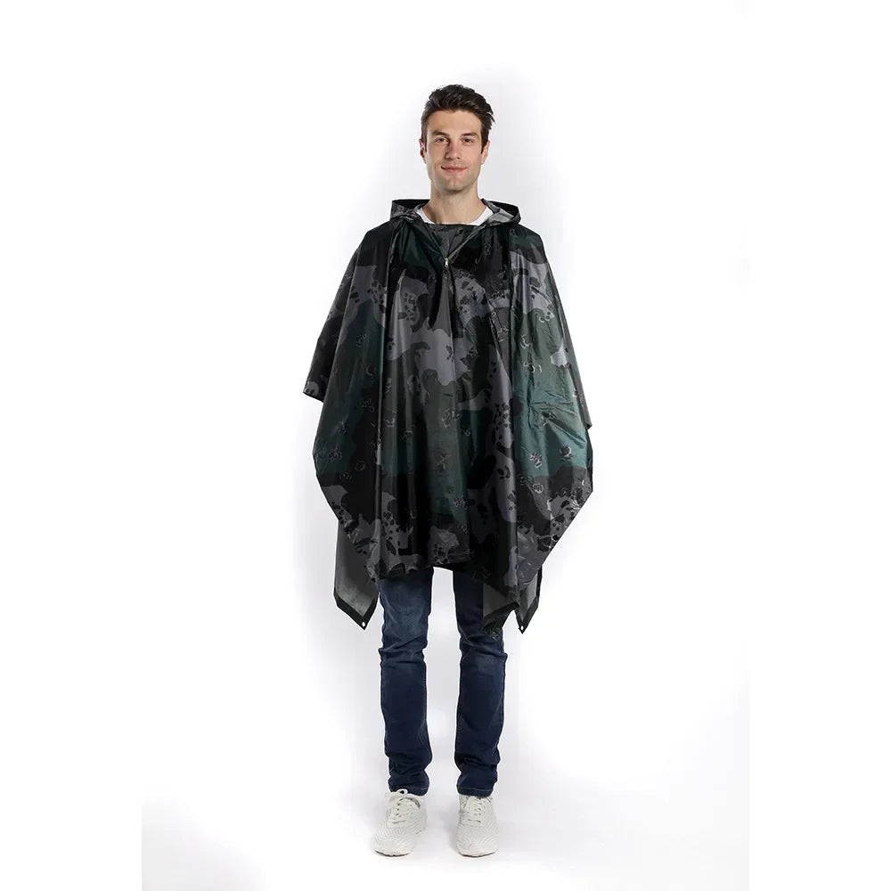 Multifunctional 3 in 1 Backpack Rain Cover Rain Poncho Waterproof Motorcycle Outdoor Hiking Awning Camping Tent Mat Qme American floral camo