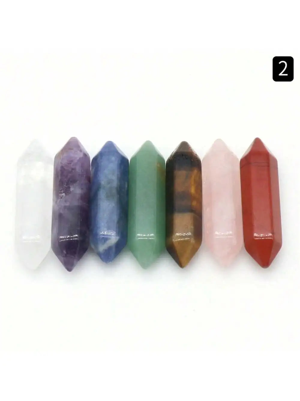 Natural Crystal Hexagonal Column Double Pointed 7-Piece Irregular Box Qme 7 hexagonal pillars