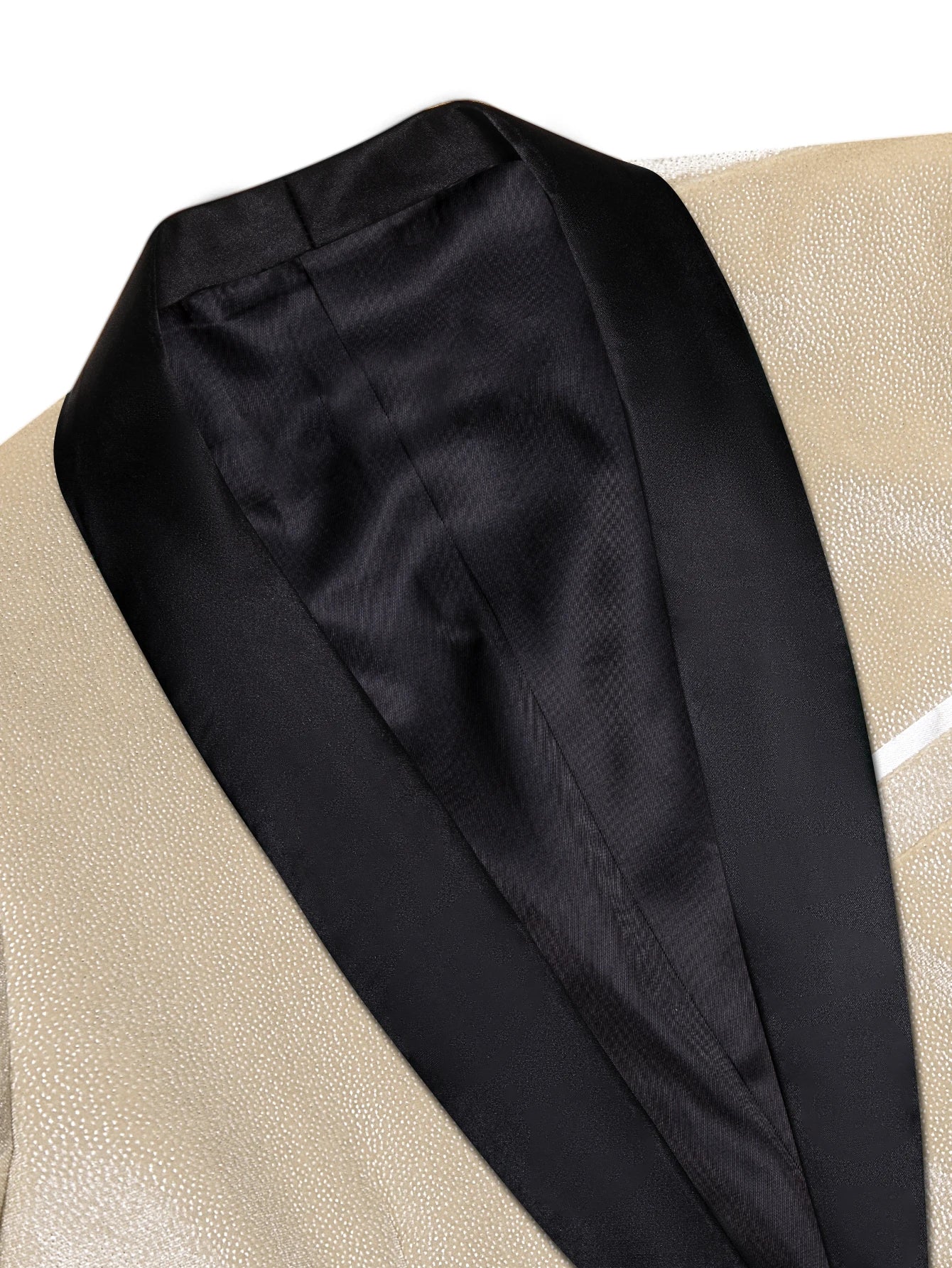Men's Champagne Shawl Lapel Blazer, Single Breasted Formal Tuxedo Jacket Prom Wedding Dinner Business Suit Coat Satin Collar Qme