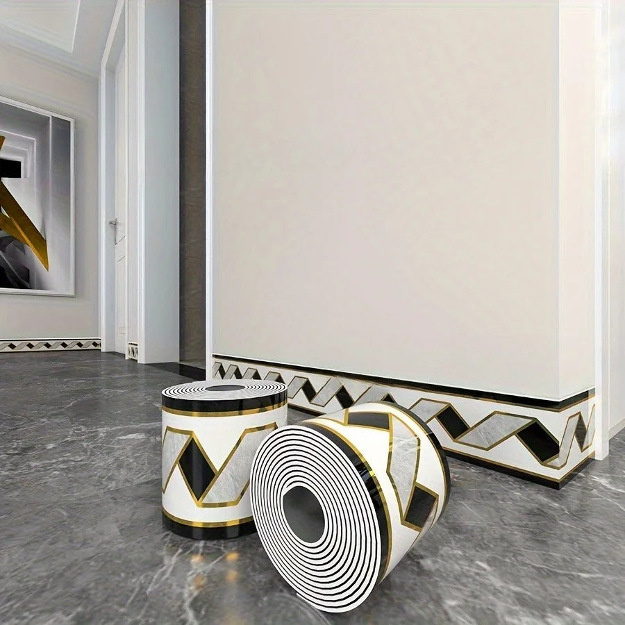Roll Up Self-Adhesive Skirting Board Anti-Collision and Waterproof Waistline Living Room and Bedroom Decorative Wall Stickers Qme DW-231 10pcs