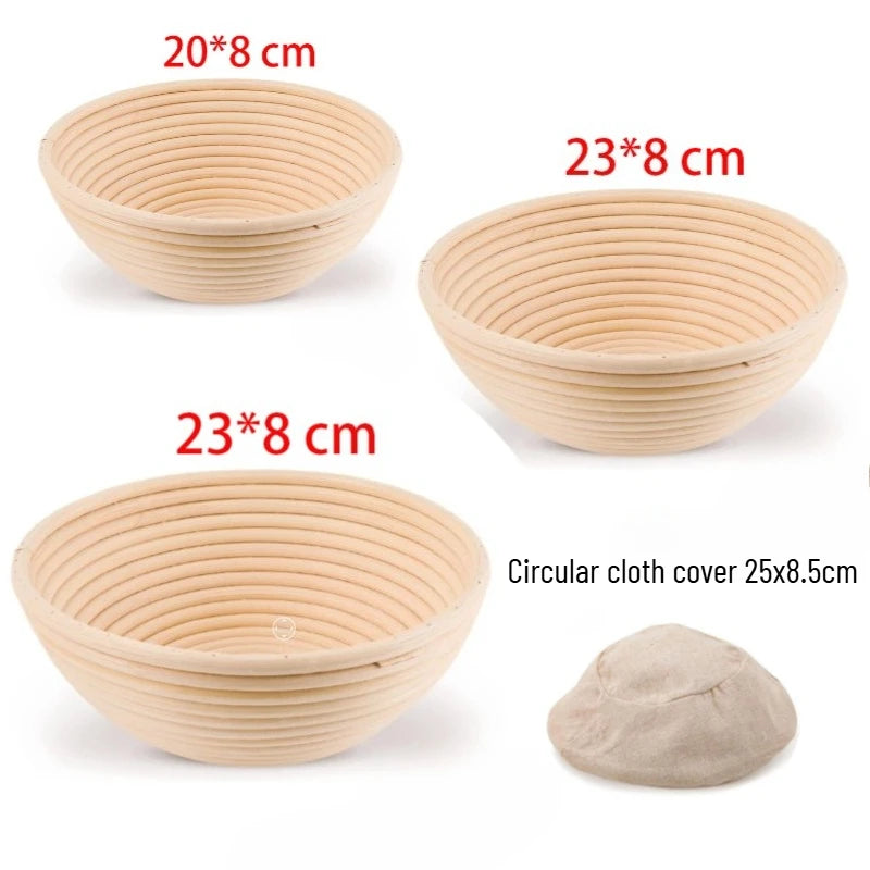 European Style Bread Proofing Set Non-Stick Food Grade Plastic Molds Round Oval With Lids For Baking Qme 3PC-Round-1set