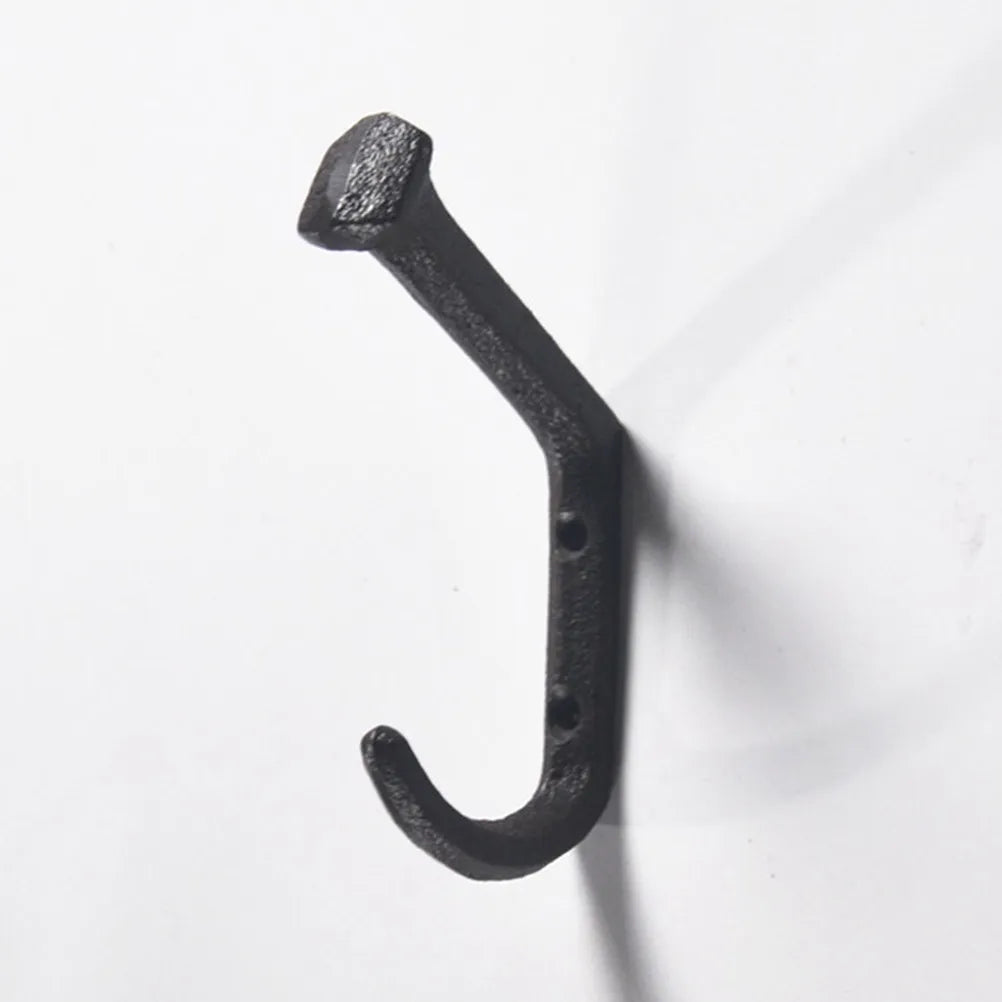 5Pcs Iron Coat Hooks Vintage Style Wall Mount Clothes Hangers Rustic Decorative Wall Hooks for Home Storage Organizer Qme Default Title