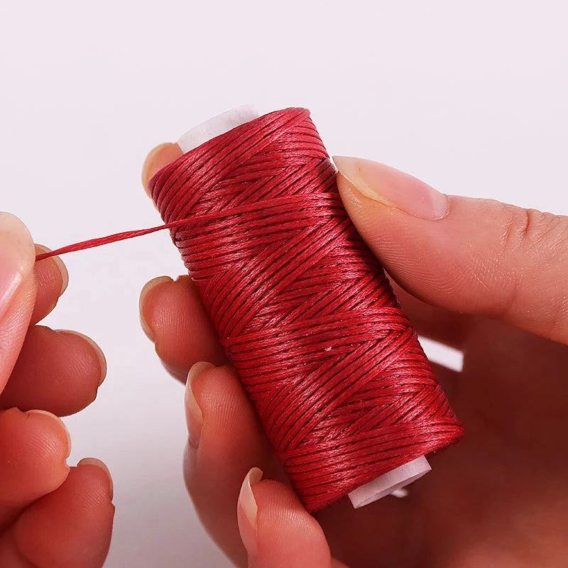 4PCS 30M Flat Waxed Thread Cord Leather Sewing for DIY Handicraft Tool Hand Wax Stitching Repair Cord Durable Polyester Leather Qme