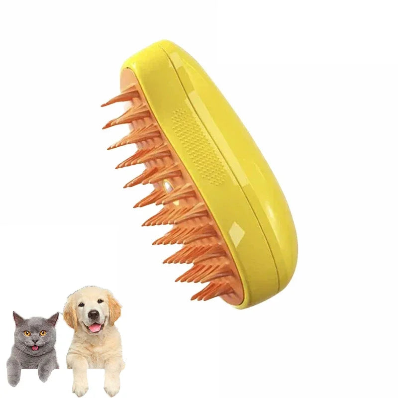 Cat Dog Steamy Brush Steam Electric Sprayer Massage Pet Grooming Tool Qme YELLOW