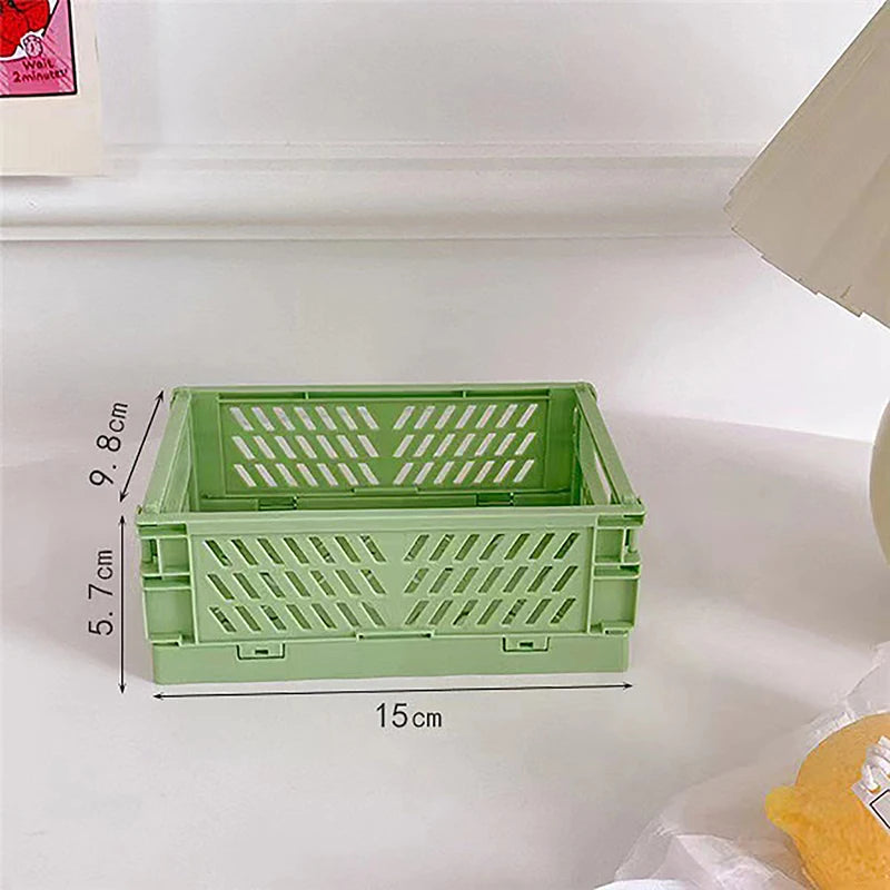Desktop Holder Home Use School Desk Storage Box Collapsible Crate Qme Green