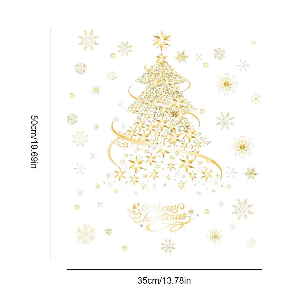 Christmas Window Clings 2 Sheets Decals 13 7 X Static Tree Seasonal Qme Gold China Mainland